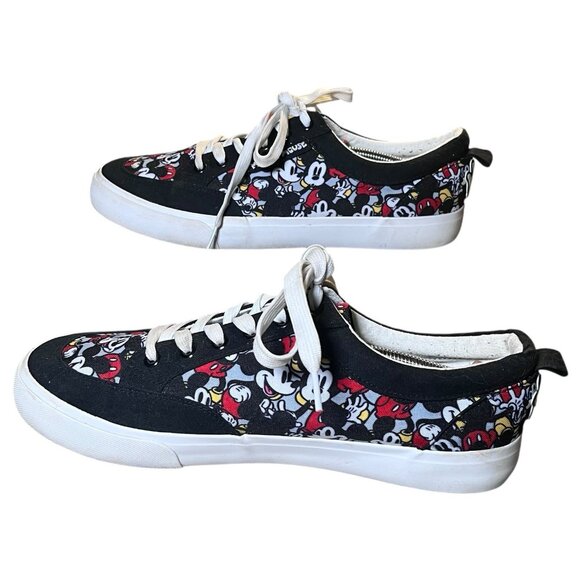 Disney Mickey Mouse tennis shoes black canvas lace up Ground up Size M 10.5 L 12 - Picture 4 of 13